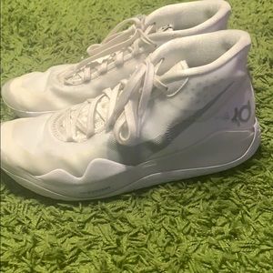 All white kd 12 basketball shoes